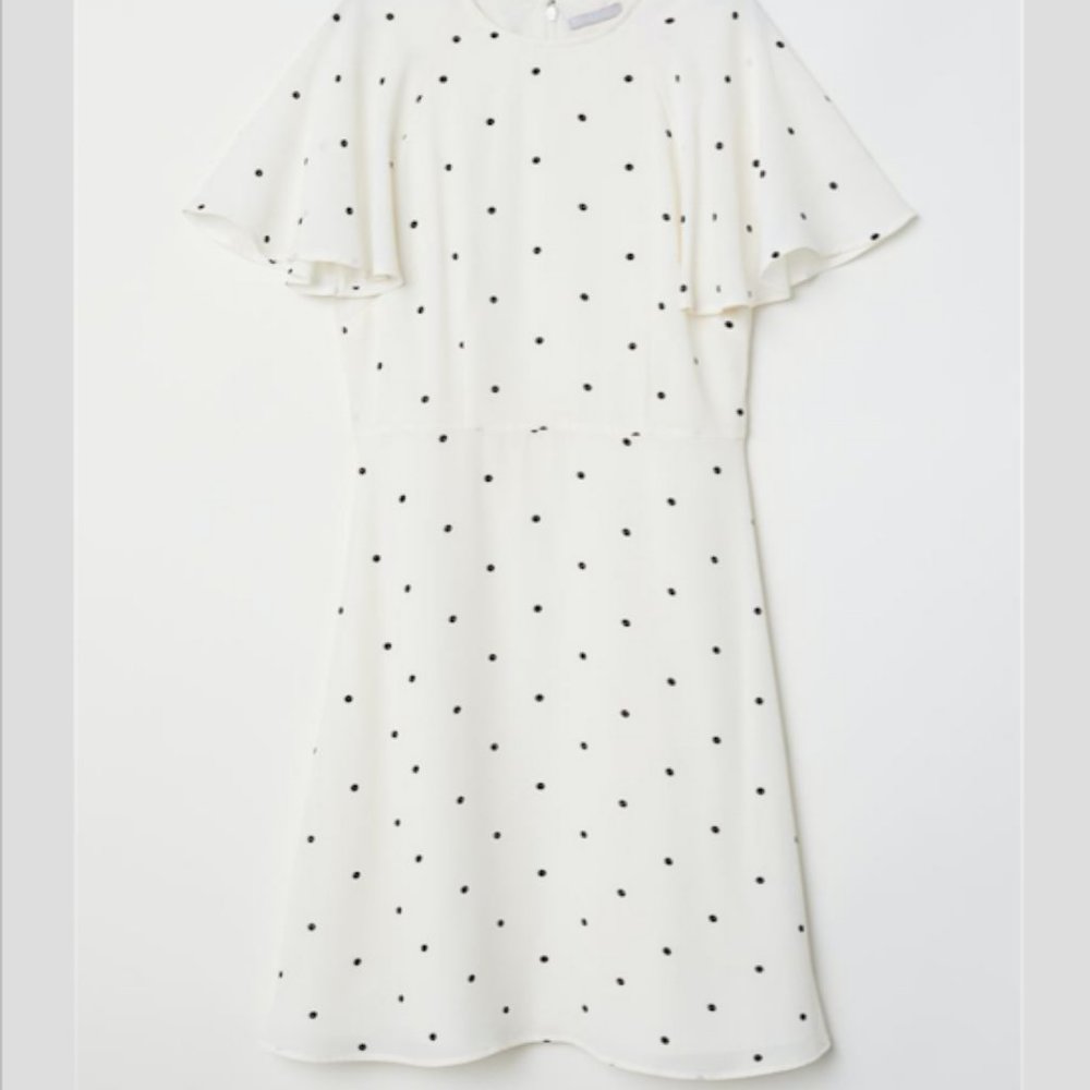 H&M White and Black Polka Dot Dress